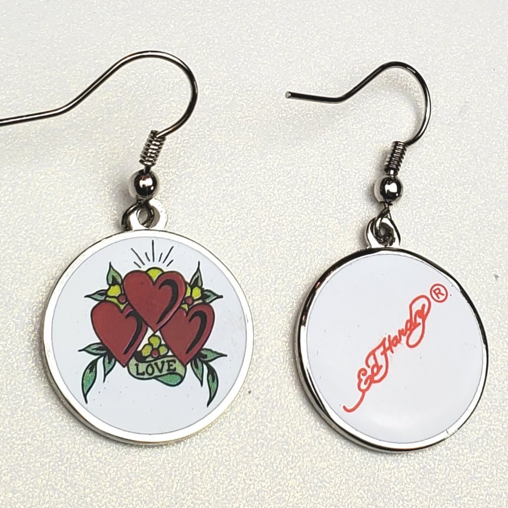 ED HARDY VINTAGE Style Earrings /HEAR HOOP EARRINGS